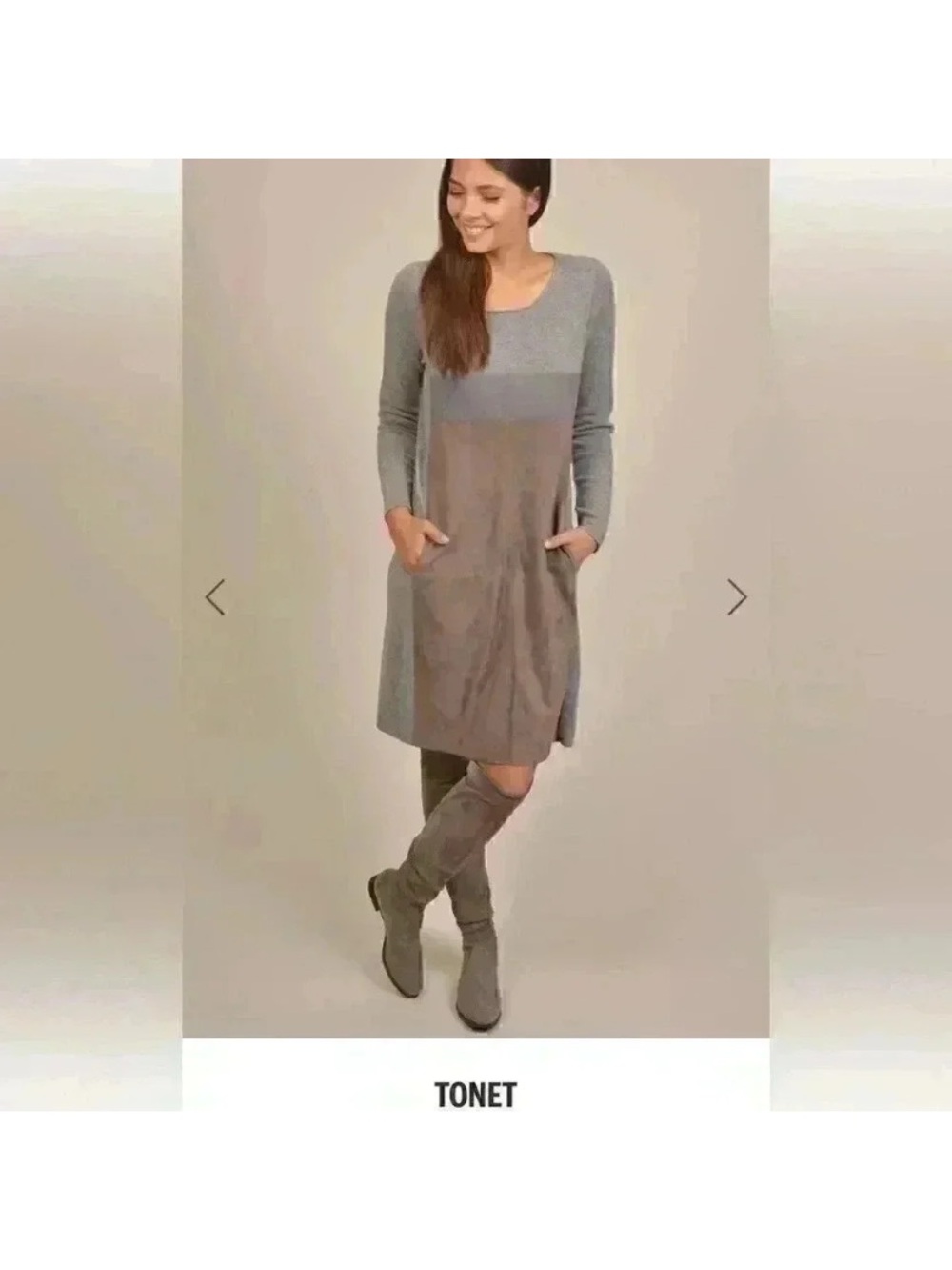 Cashmere suede long sleeve sweater dress Tonet size 6-8